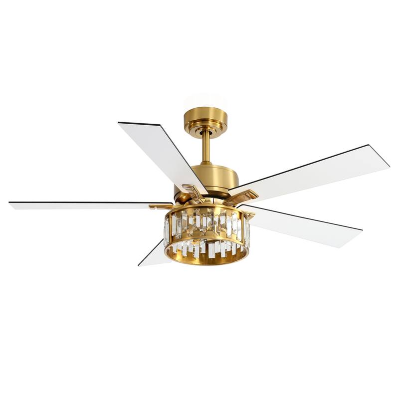52" Crystal Chandelier 5-Blade Ceiling Fan with Light Kit and Remote