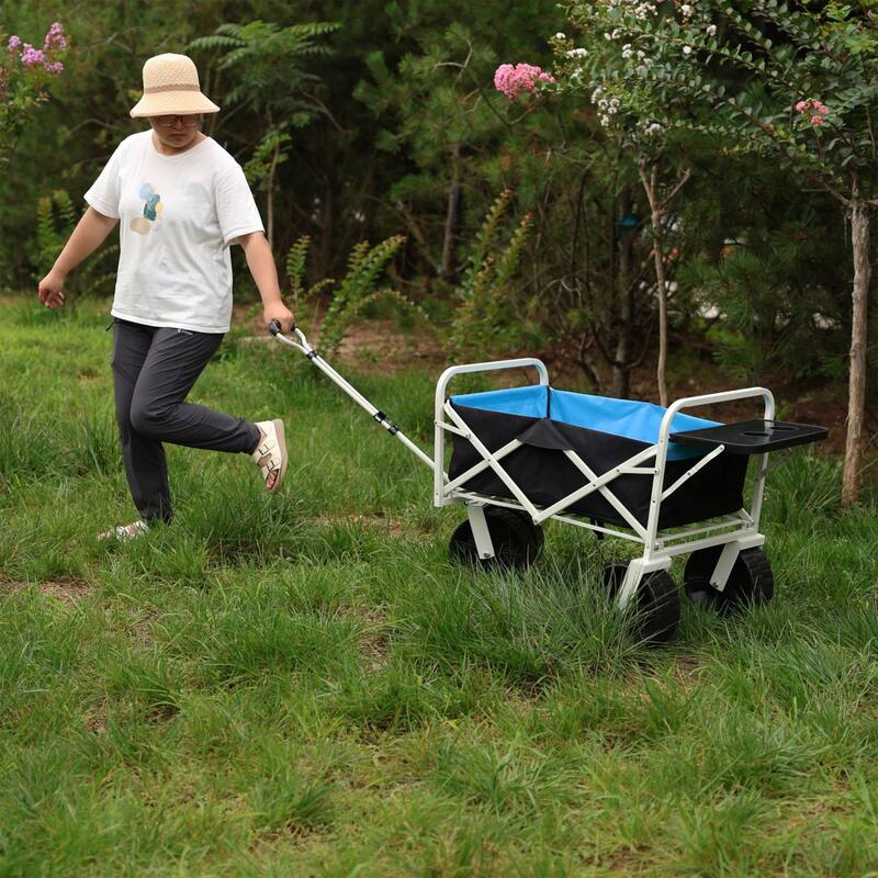 Foldable Garden Utility Cart with 360° Rotating Wheels, Supports 150 lbs