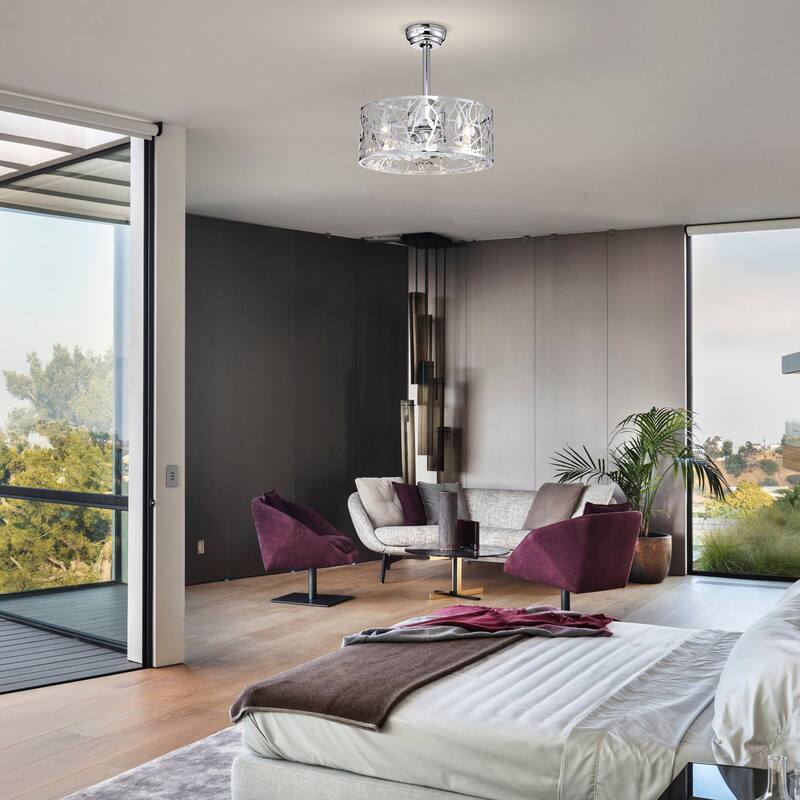 18 in. Smart Indoor Caged Ceiling Fan with Remote Control (Bulb Not Included)