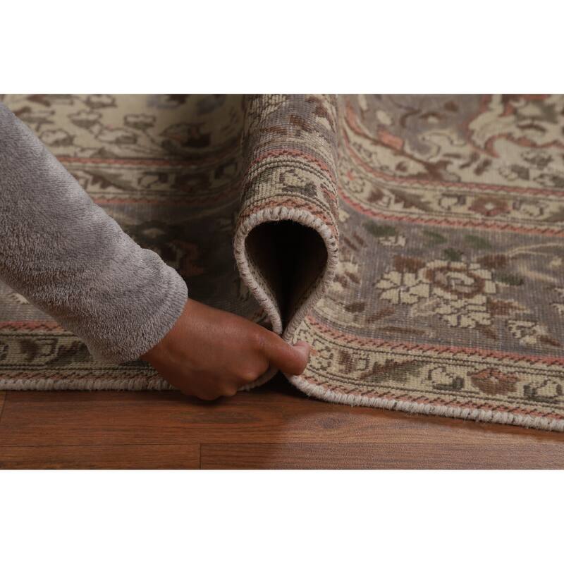 Tabriz Persian Vintage Rug Bedroom Hand-Knotted Wool Carpet - 8'5" x 11'2"