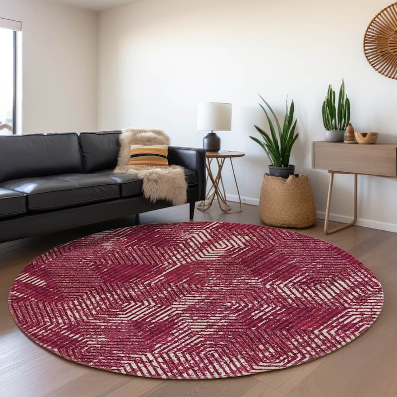 Machine Washable Indoor/ Outdoor Chantille Contemporary Maze Rug