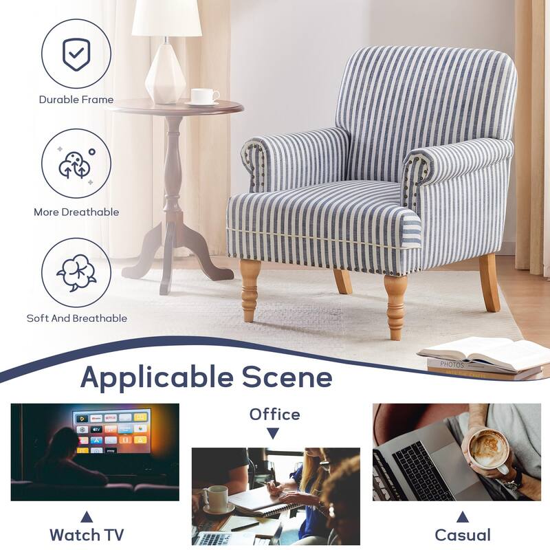 Upholstered Accent Sofa Linen Club Chair with Legs for Living Room