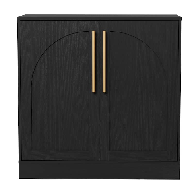 Set of 2 Arched Two-Door Cabinets Sideboard Buffet Set with Storage