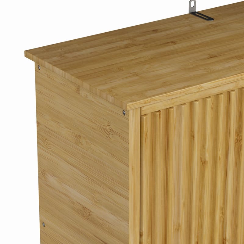 VEIKOUS Bamboo Wall Mounted Cabinet, Over Toilet Bathroom Organizer with Sliding Doors