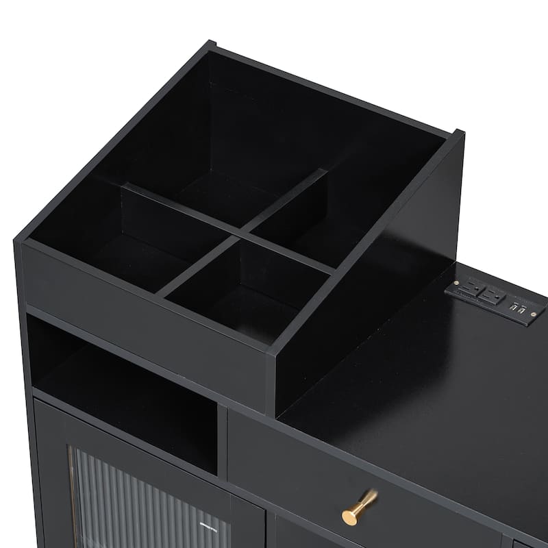 Modern Makeup Vanity Desk with Drawers, Cabinet & Charging Port