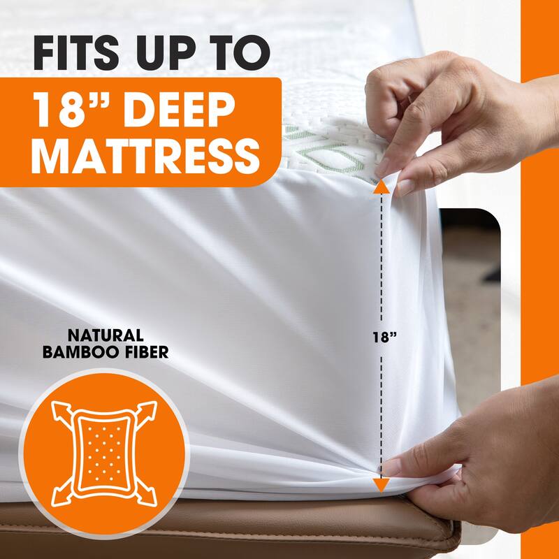 Cheer Collection Waterproof Bamboo Mattress Protector - White