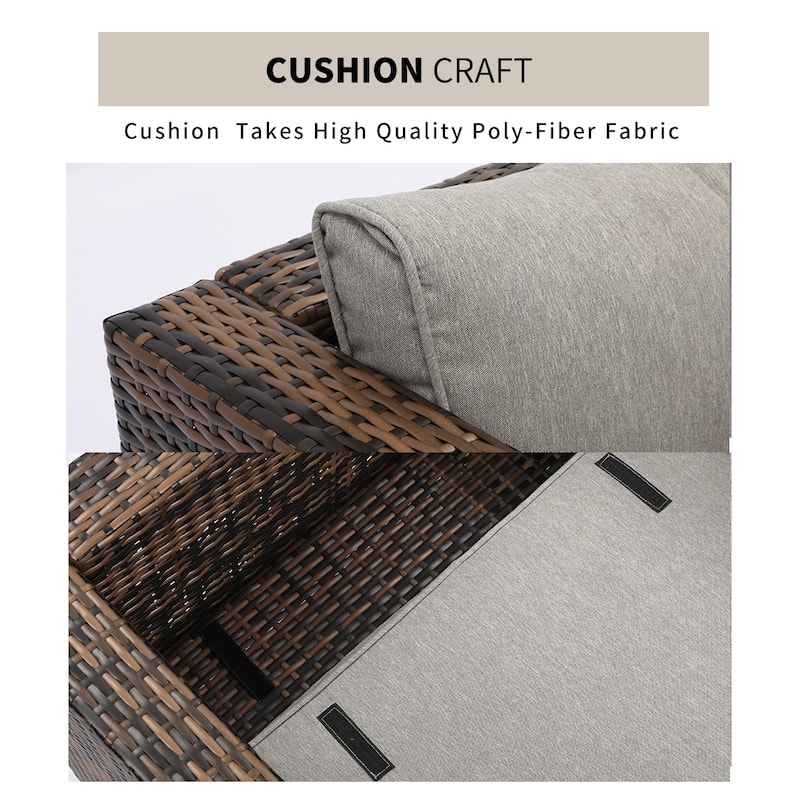 COSIEST Outdoor Patio Brown Wicker Sectional Sofa Set
