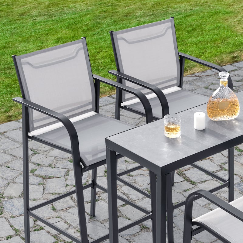 Nuu Garden Outdoor 2-Piece Textilene High Bar Stools, Gray