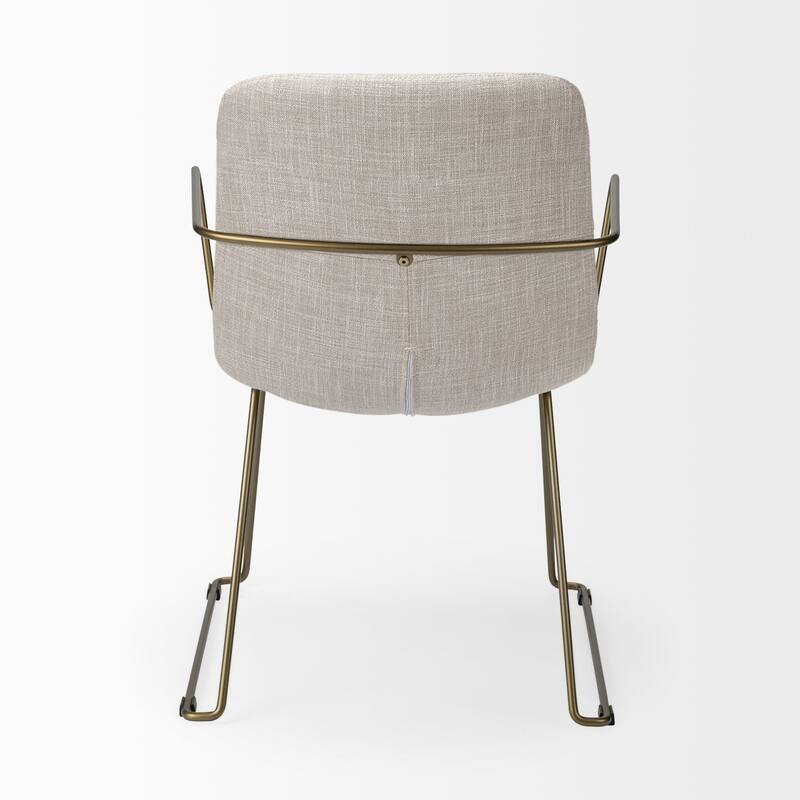 Cream Fabric Arm Chair, Gold Iron Legs and Modern Upholstered Seat - Cream-Gold - 23” L x 25.3” W x 32.8” H
