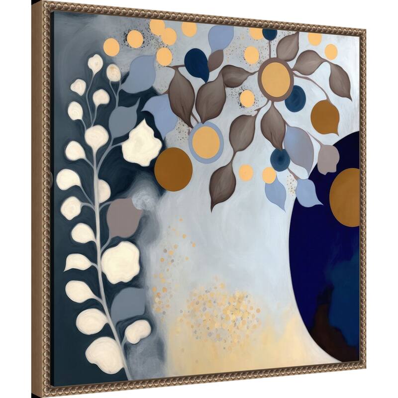 Modern Midnight Bloom II by Bella Eve Framed Canvas Wall Art Print - Sylvie Beaded Gold