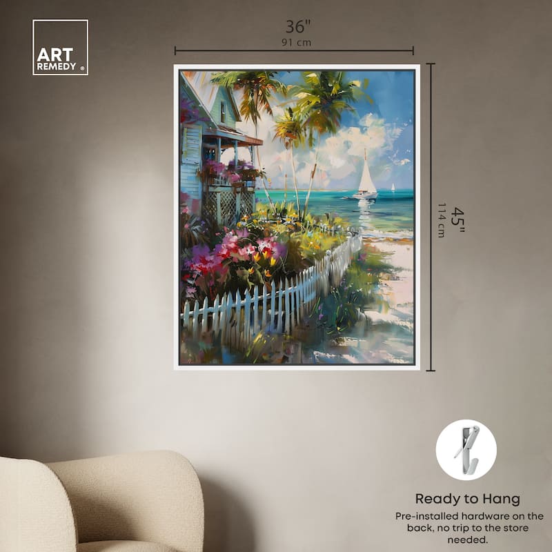 Art Remedy Local Beach House Framed Colorful Coastal 1 Piece Canvas Wall Art