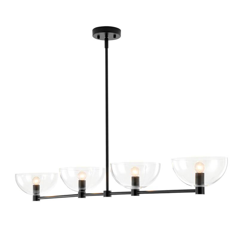 4-Light Modern Simple Bowl Design Linear Pendant Light for Kitchen Island