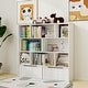 preview thumbnail 2 of 7, Toy Storage Organizer with 2 Movable Drawers, 7 Shelf Kids Bookcase with 2 Hooks for Kids Room, Playroom, Classroom, White 