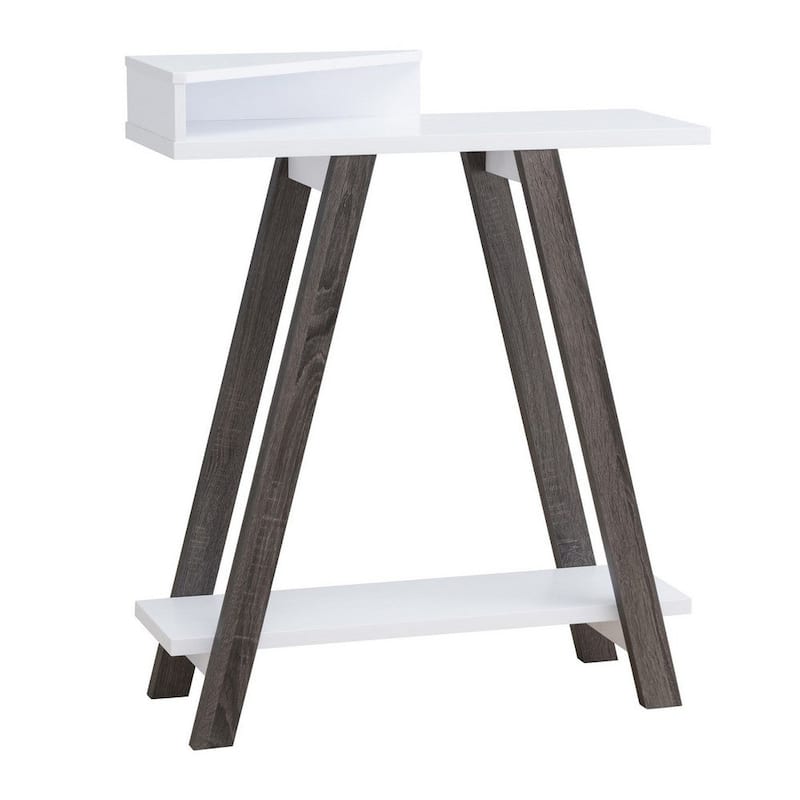 Baki 38 Inch Modern Wood Side Console Table, Corner Compartment - 11.5 L x 31.25 W x 37.5 H Inches - White