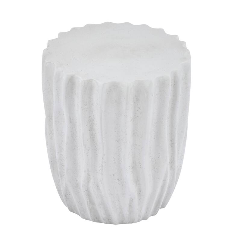 Christopher Knight Home - Ames 18.11"H Outdoor Modern Drum Shape MGO Side Table with Ribbed Surface Textured, Fully Assembled