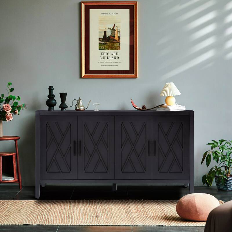 60" 4 Doors Wooden Twill Sideboard