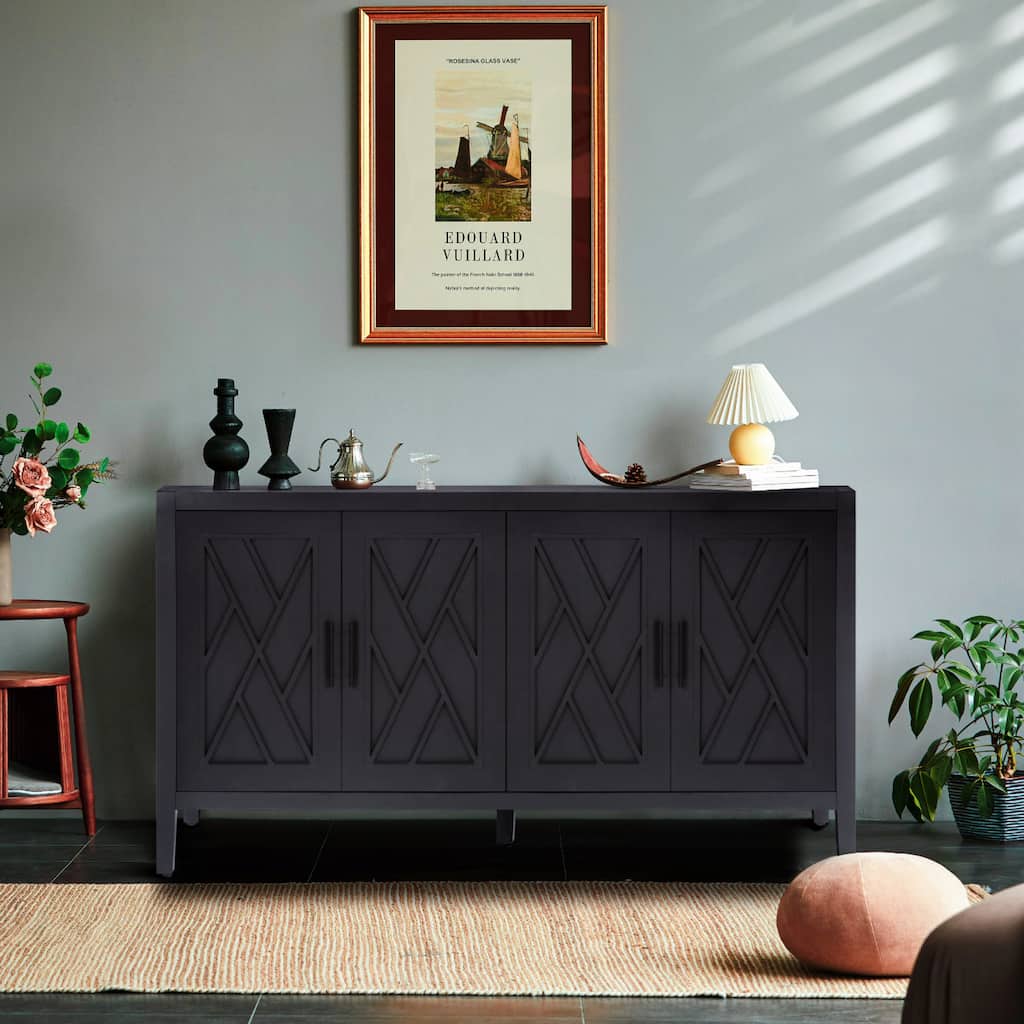 Four Door Wooden Twill Sideboard