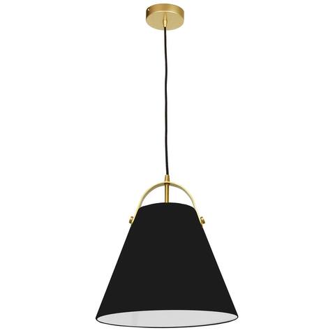 1 Light Emperor Pendant Aged Brass with Black Shade