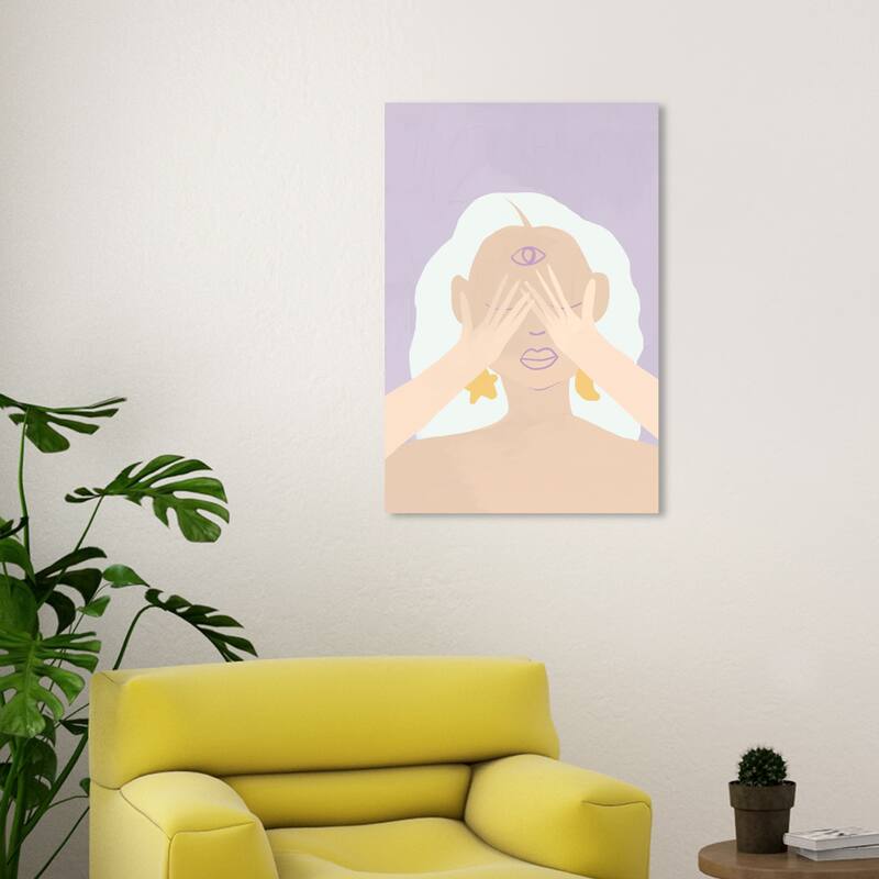 Wynwood Studio Canvas Spiritual and Religious Mystical Lady Purple and Lilac Modern & Contemporary Wall Art Canvas Print - 30 x 20