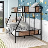 Twin Over Full Metal Bunk Bed, Heavy Duty Metal Bed Frame with Safety ...