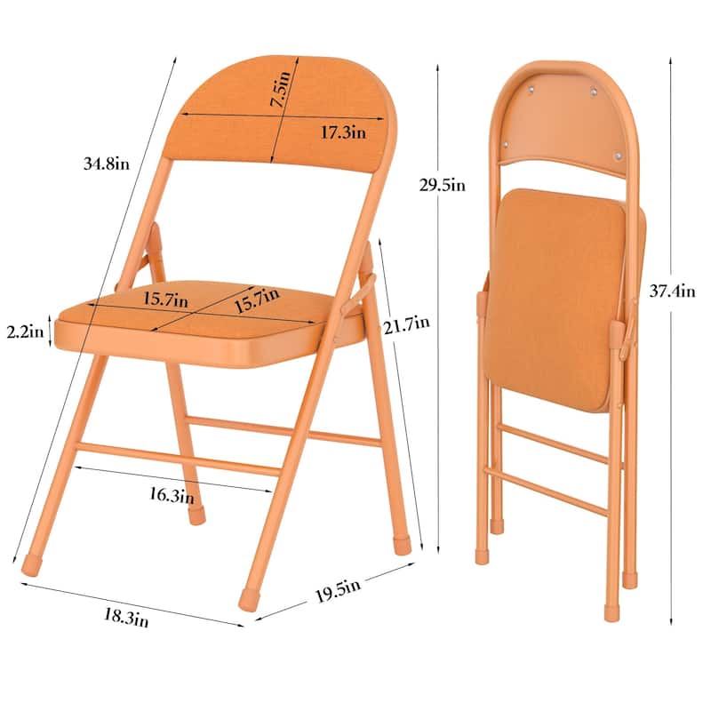 8 Pack Portable Padded Folding Chair, Upholstered Folding Dining Chairs Pack of 8, Metal Event Commercial Chairs