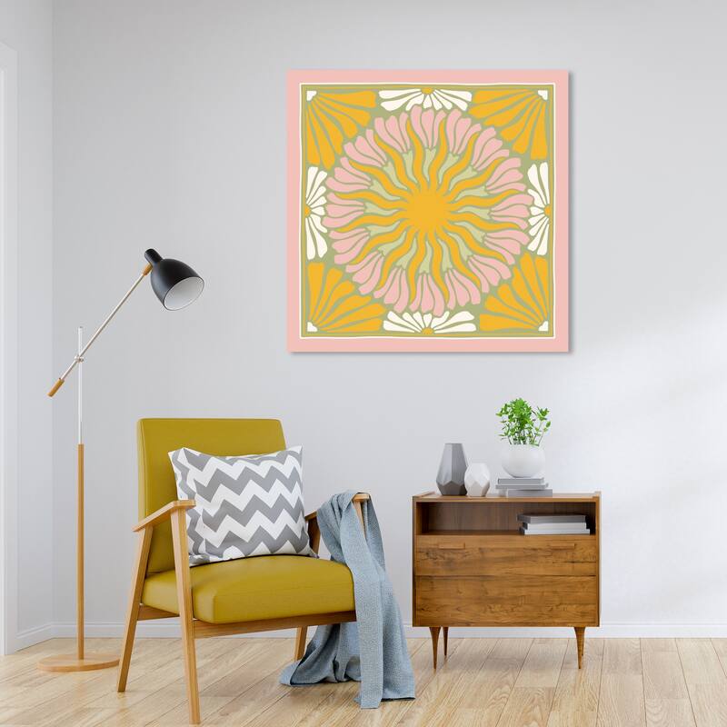 Wynwood Studio Canvas Fashion and Glam Art Deco Floral Pink and Light Pink Vintage Wall Art Canvas Print
