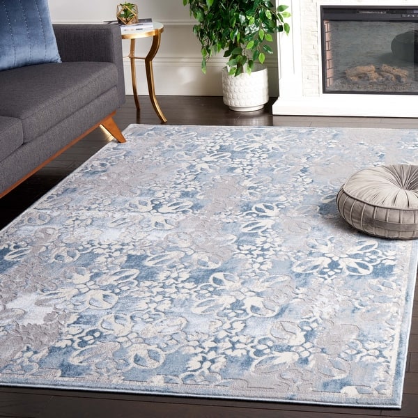 slide 2 of 6, Martha Stewart by SAFAVIEH Bertrande Modern Rug - Grey/Blue - 5' 3" x 7' 7"