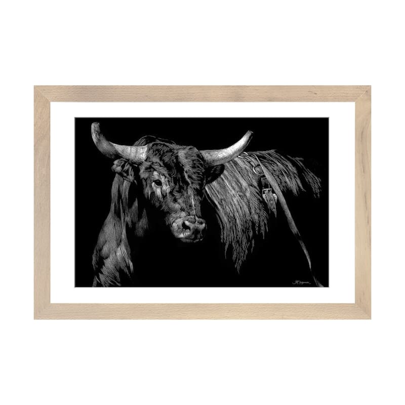 iCanvas "Brindle Rodeo Bull" by Julie T. Chapman - Natural - 16x24x1
