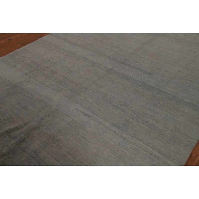 Striped Gray Gabbeh Oriental Area Rug Handmade Wool Carpet - 6'3" x 9'3"