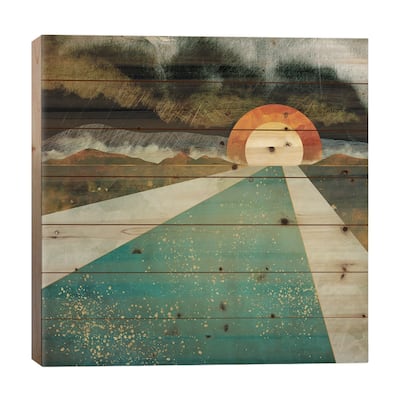 Retro Sunset Print On Wood by SpaceFrog Designs - Multi-Color