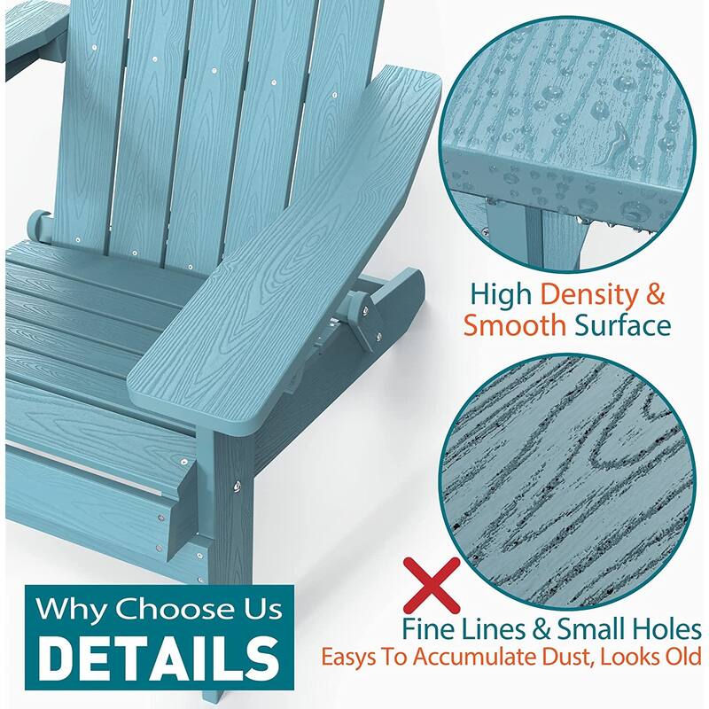 WINSOON All Weather HIPS Outdoor Folding Adirondack Chairs Outdoor Chairs Set of 4