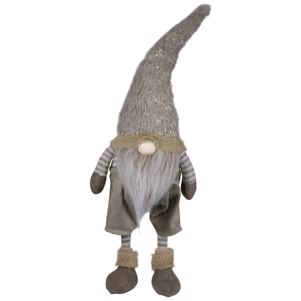 22" Standing Beige and Gold Swaying Gnome Christmas Decoration