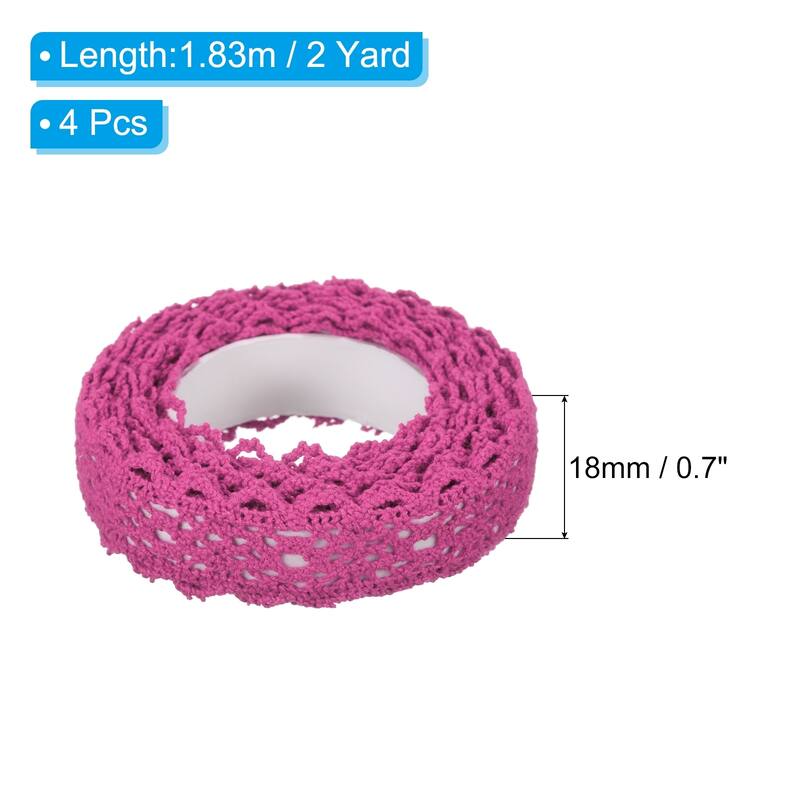 4pcs 0.7" Wide 2 Yards Self-Adhesive Lace Tape Ribbon for Craft