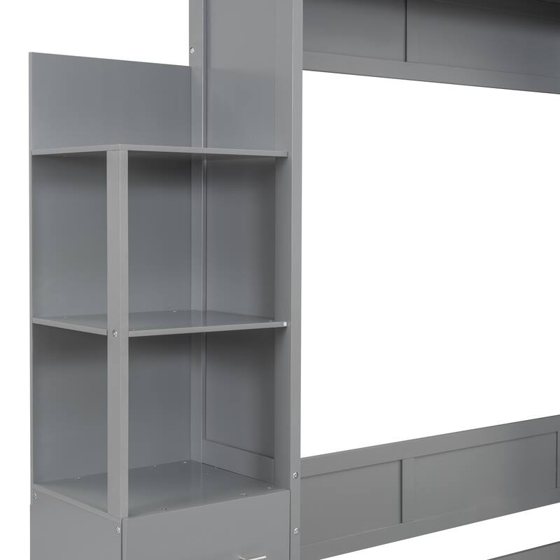 Murphy Bed Wall Bed with Shelves Drawers and LED Lights