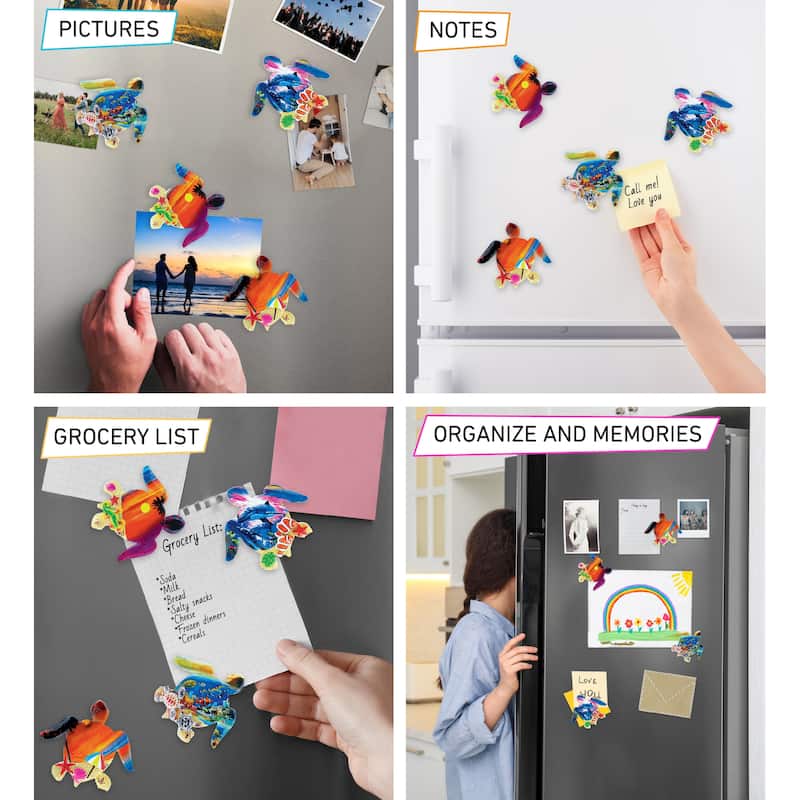 CoTa Global Sea Turtle Refrigerator Summer Magnets Set of 4 - 0.65″L x 3.9″W x 3.5″H.