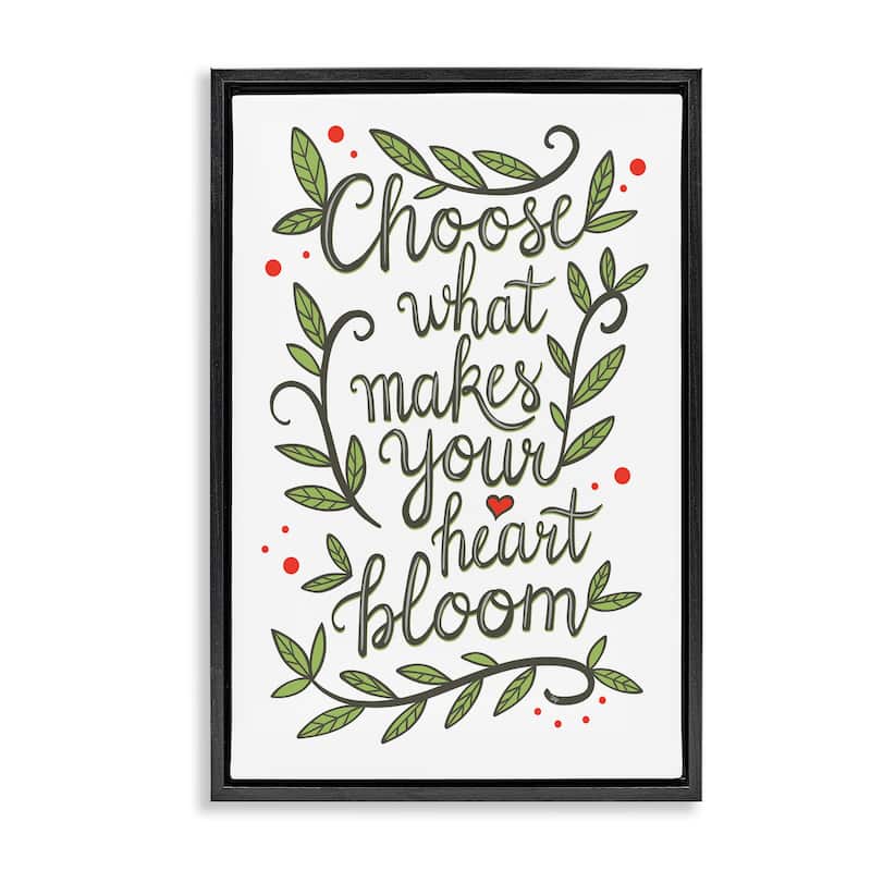 Stupell Makes Your Heart Bloom Framed Floater Canvas Wall Art Design By Martina Pavlova - 21 x 31 - Black