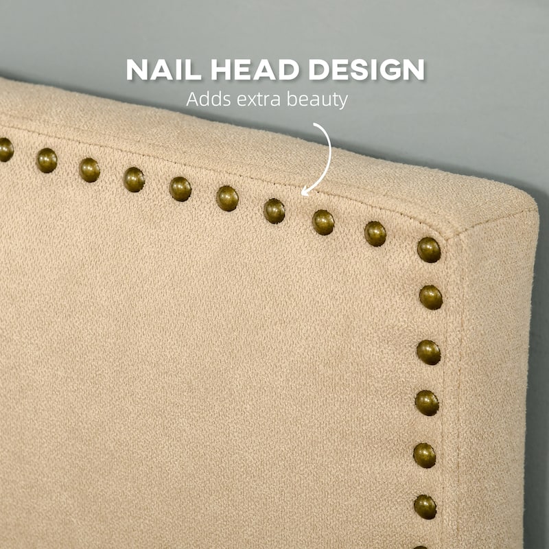 HOMCOM Upholstered Headboard, Bedhead Board with Nail Head Trim, Home Bedroom Decoration for 58.25'' Bed
