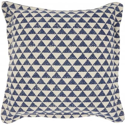HomeRoots Indigo And Ivory Triangle Design Throw Pillow