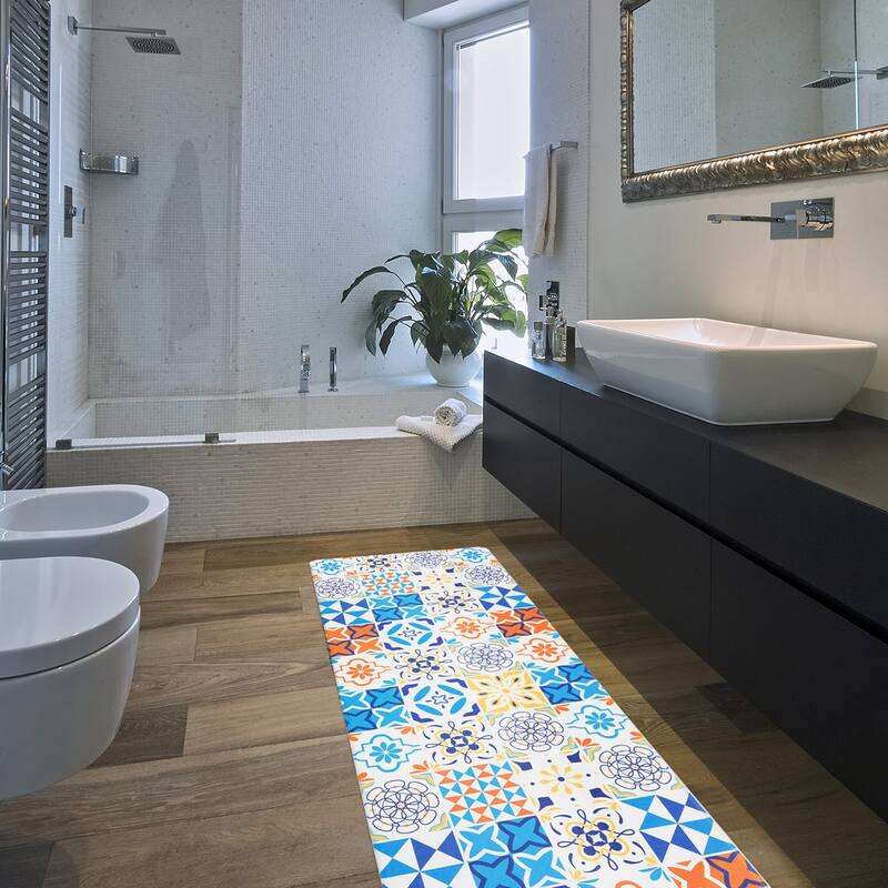 World Rug Gallery Geometric Tile Anti-Fatigue Standing Mat