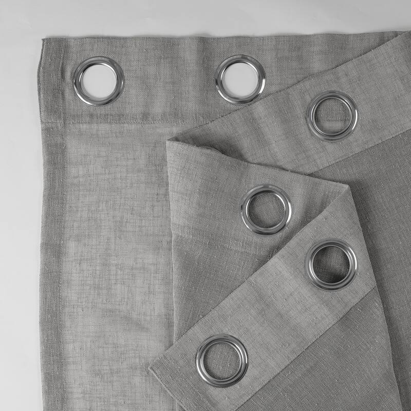 Exclusive Fabrics Grommet Solid Faux-linen Sheer Curtain (1 Panel)