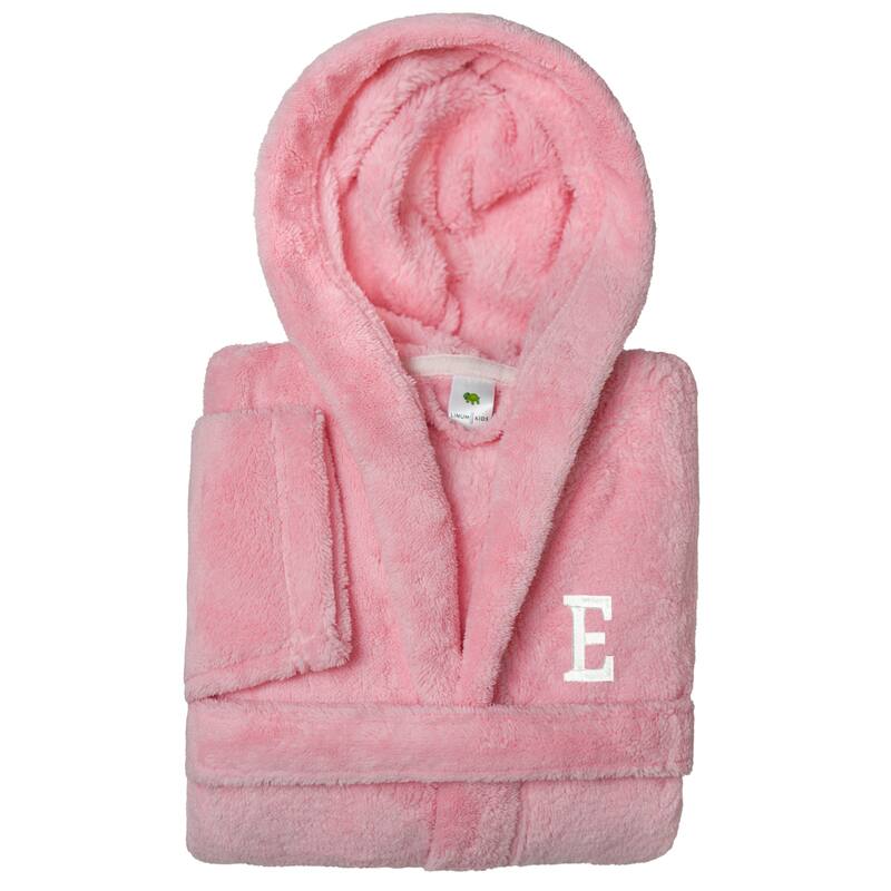 Sweet Kids 100% Polyester SUPER PLUSH Double Brushed Hooded Bathrobe with White Bookman Monogram - Medium - E