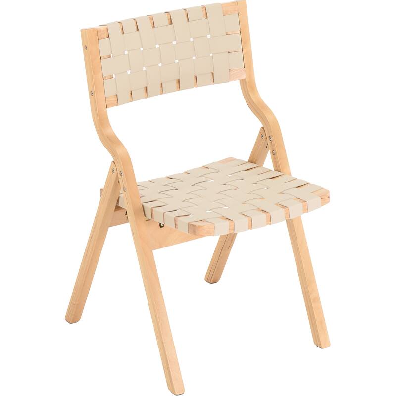 Wood Folding Chairs Set of 2, Wooden Indoor Stackable Dining Chairs for Kitchen & Dining Room Chair Woven Seat