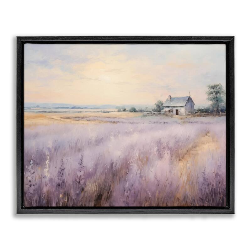 Stupell Lavender Farm Fields Framed Floater Canvas Wall Art Design By Arlington Prints - 21 x 17 - Black