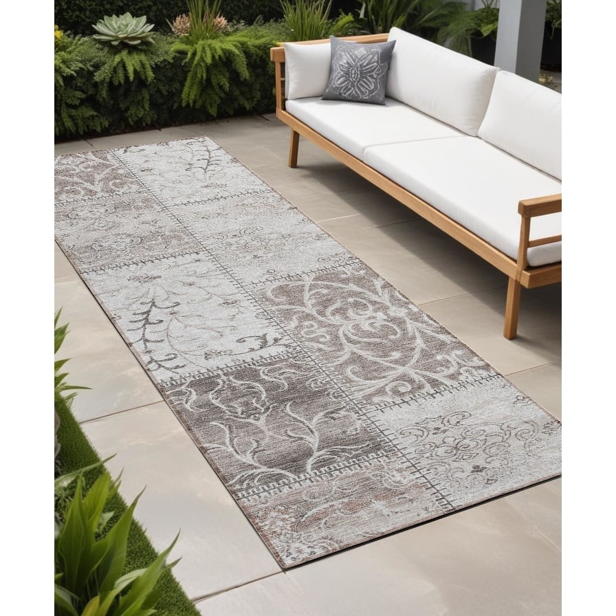 Almive Patchwork Weather Resistant Versatile Elegance Runner Outdoor Rug - 8' Runner