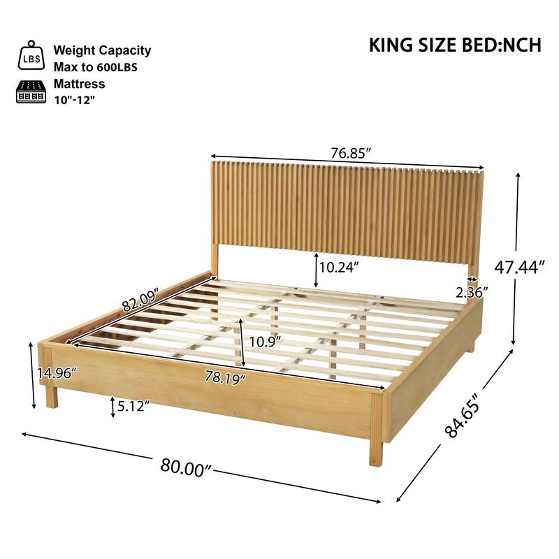 Christopher Knight Home - Adelynn Modern Wood Platform Bed with Vertical Slat Headboard, No Box Spring Needed