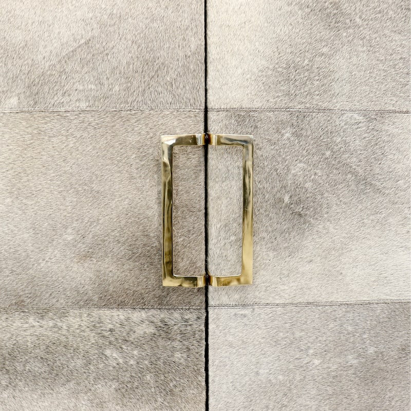 Pasargad Home Safari Steel & Cowhide Contemporary Bar Cabinet - W28"XD18"XH61.5"