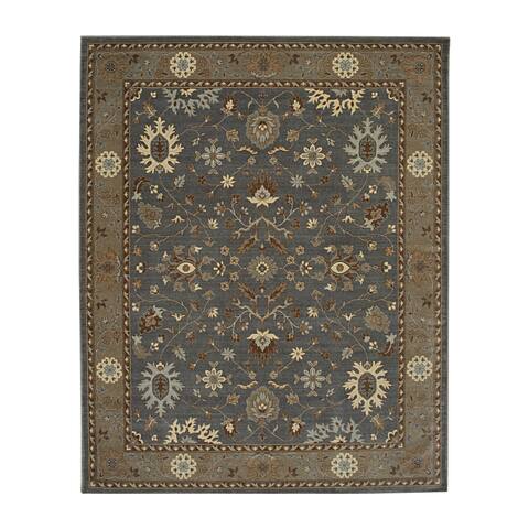 Hand Crafted Wool Dark.Gray Traditional Oriental Oushak Rug - 8' x 10'