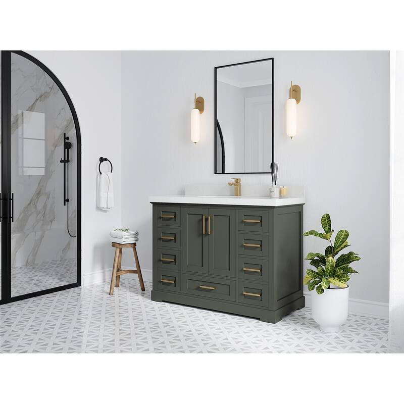 Willow Collection 48 in W x 22 in D x 36 in H Boston Single Bowl Sink Bathroom Vanity with Countertop