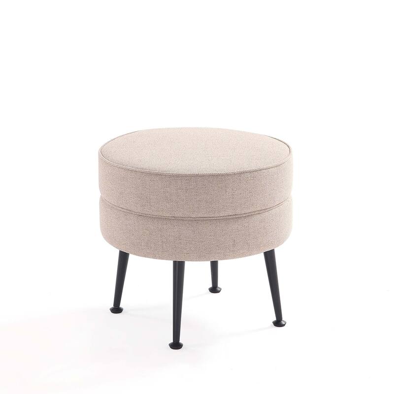 Upholstered Accent Ottoman with Metal Legs Mid Century Modern Design