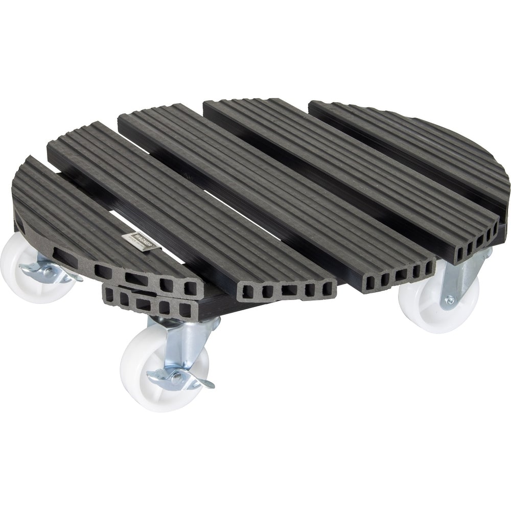 WAGNER design yourself 15.1" Large Round WPC Plant Caddy, Indoor/Outdoor, with Brakes